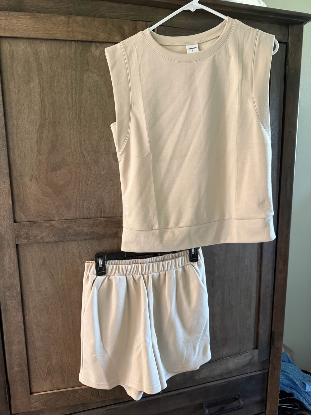 Women's Cream Lounge Set with Top & Shorts